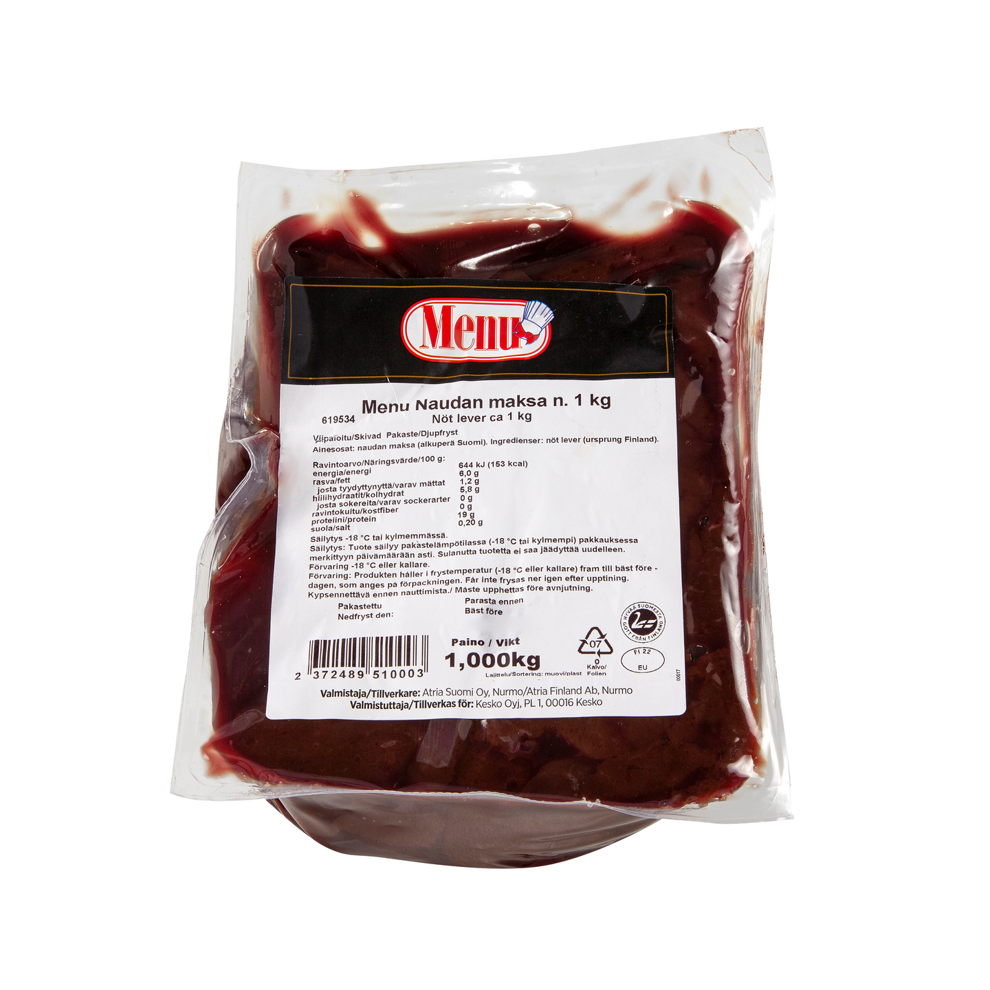 Menu naudan maksa viipaloitu n. 1kg pakaste