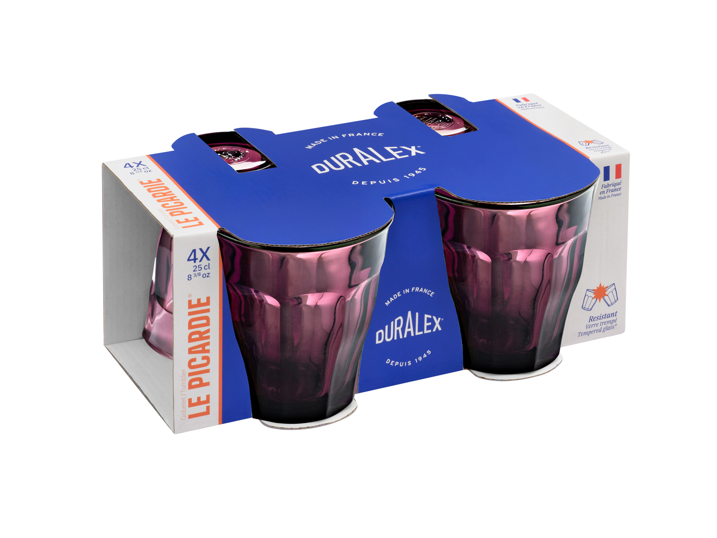 Duralex Picardie juomalasi 25 cl luumu karkaistu 4 kpl