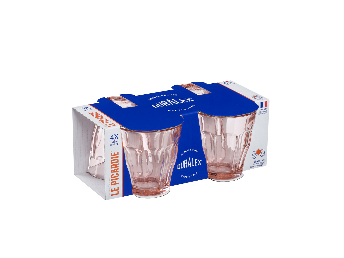Duralex Picardie juomalasi 25 cl pinkki karkaistu 4 kpl