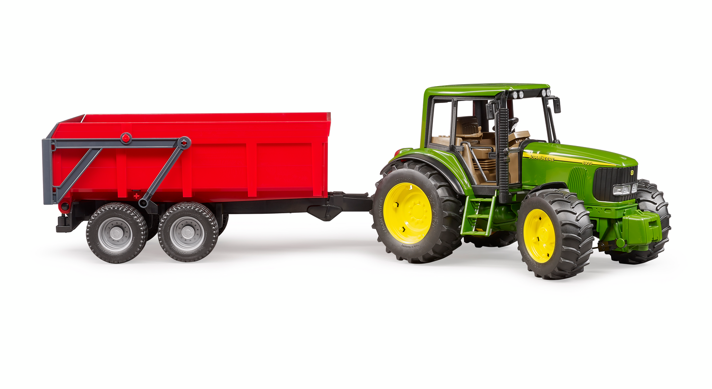 Bruder John Deere 6920 traktori punaisella kippiperävaunulla lelu