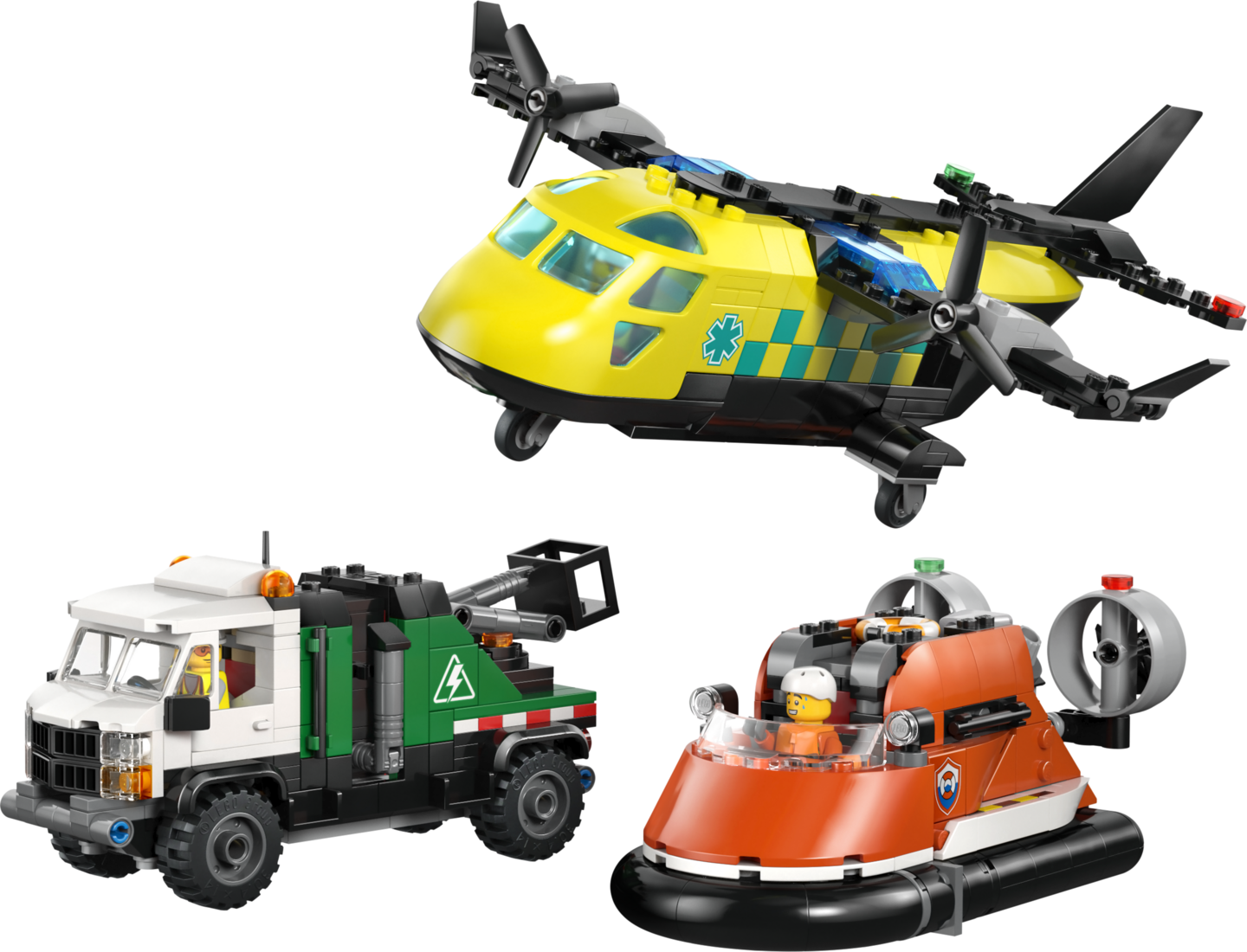 LEGO City 60505 Lentokone, huoltoauto ja ilmatyynyalus