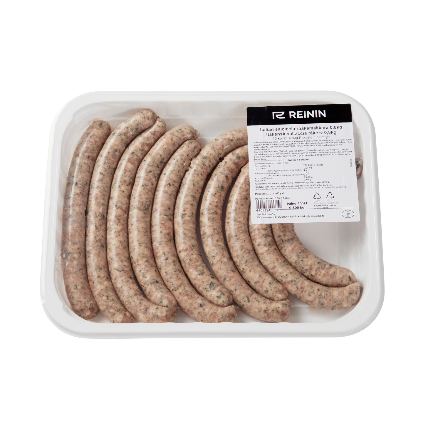 Reinin Italian salsiccia raakamakkara 80g/0,8kg pakaste