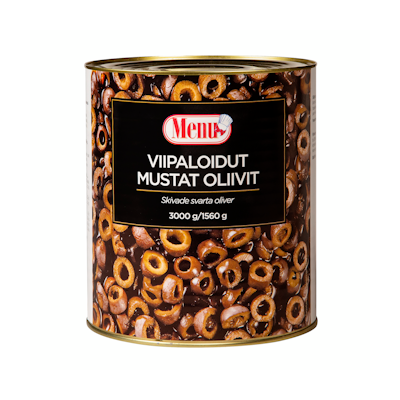 Menu viipaloidut mustat oliivit 3000g/1560g