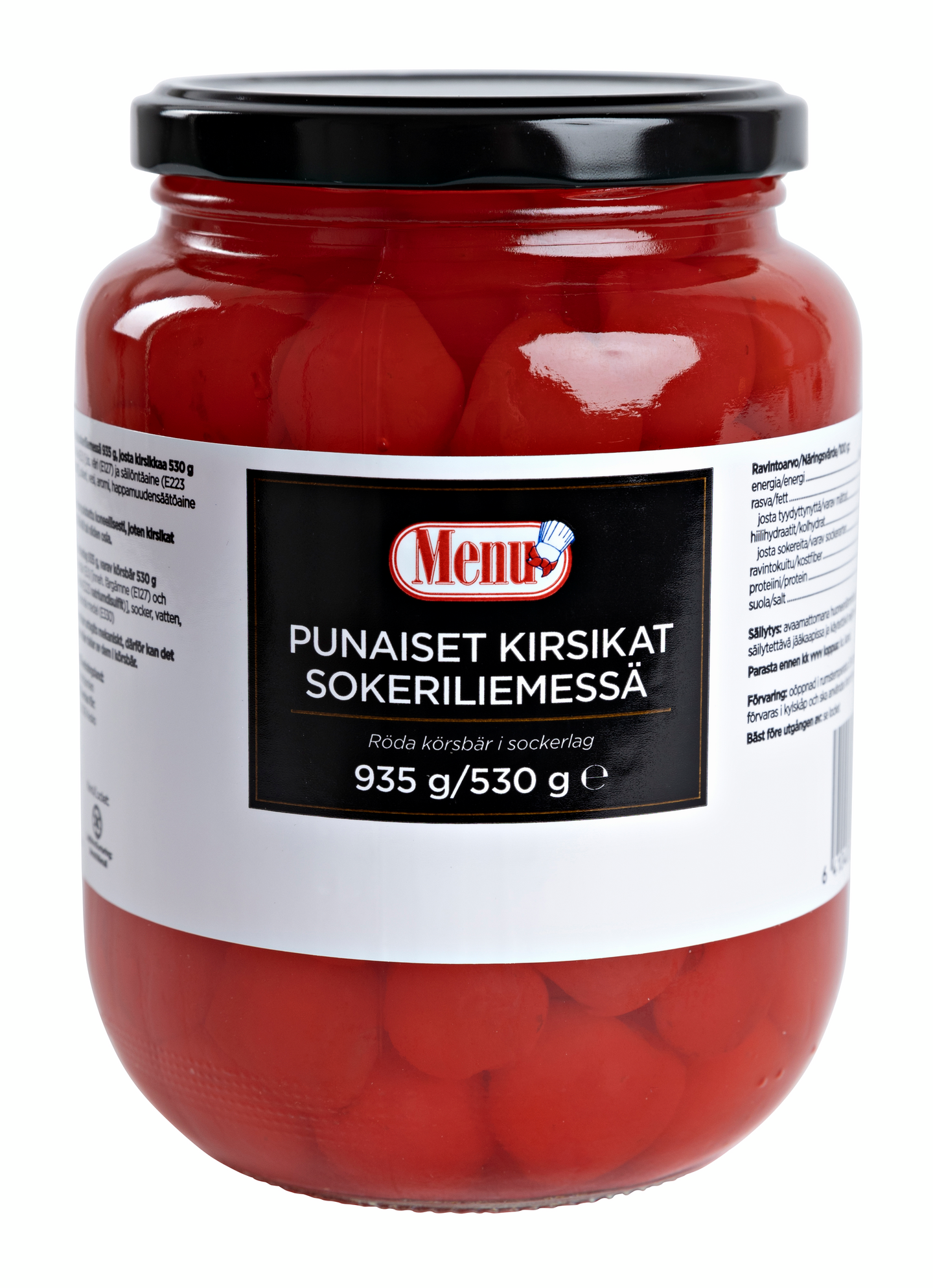 Menu punaiset kirsikat sokeriliemessä 935/g/530g