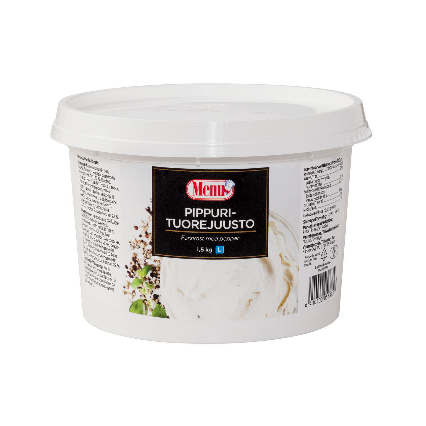 Menu pippurituorejuusto 1,5kg laktoositon
