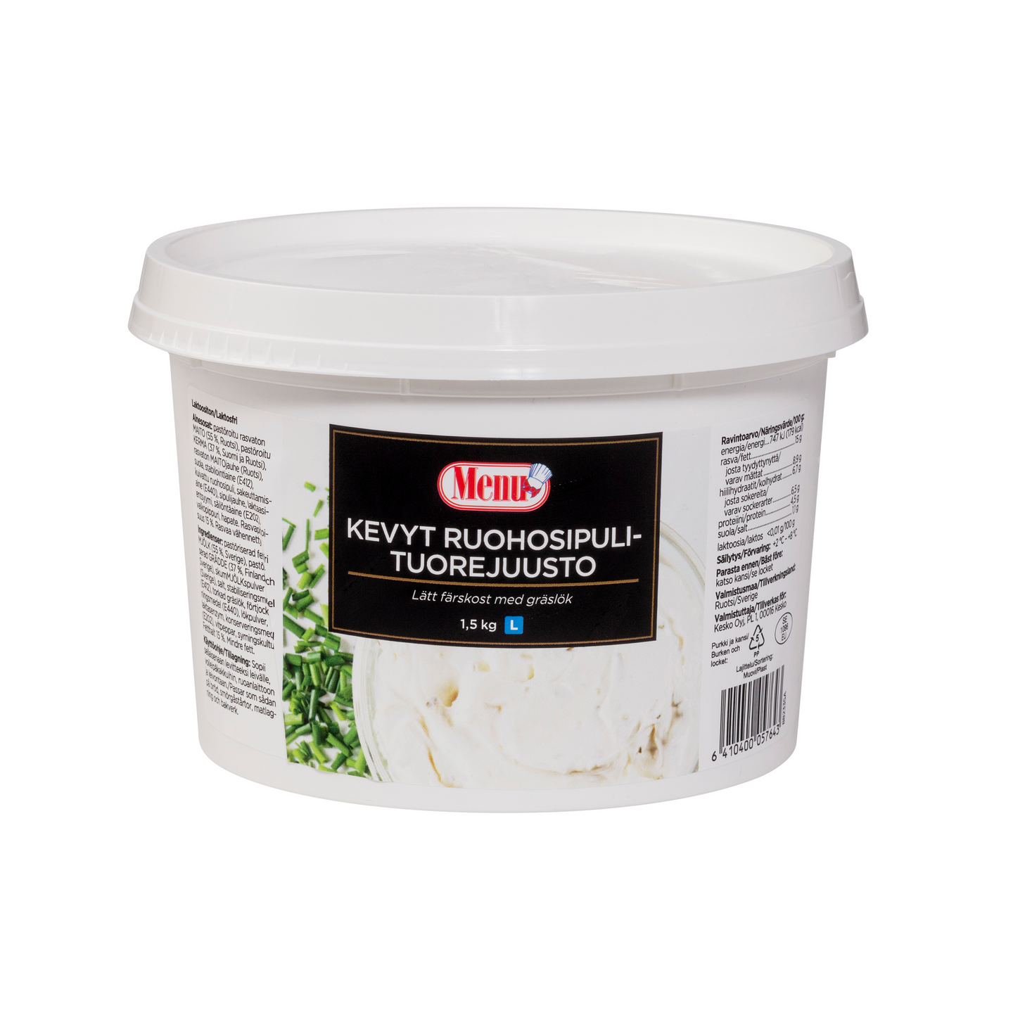 Menu kevyt ruohosipulituorejuusto 1,5kg laktoositon