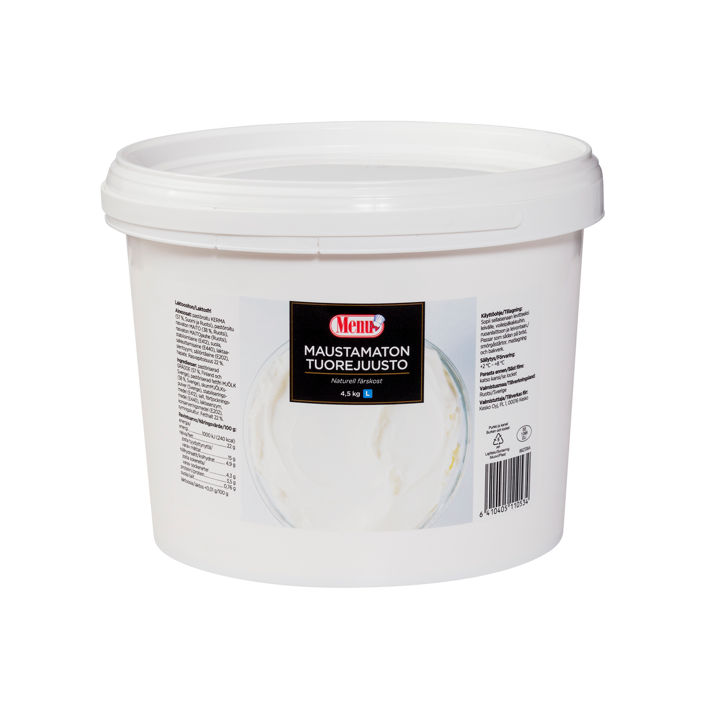 Menu maustamaton tuorejuusto 4,5kg laktoositon