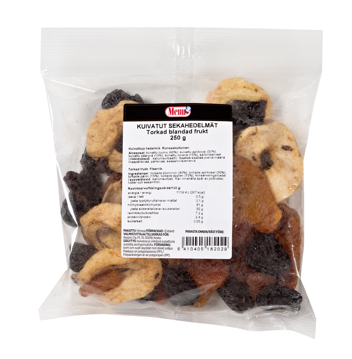 Menu kuivatut sekahedelmät 250g