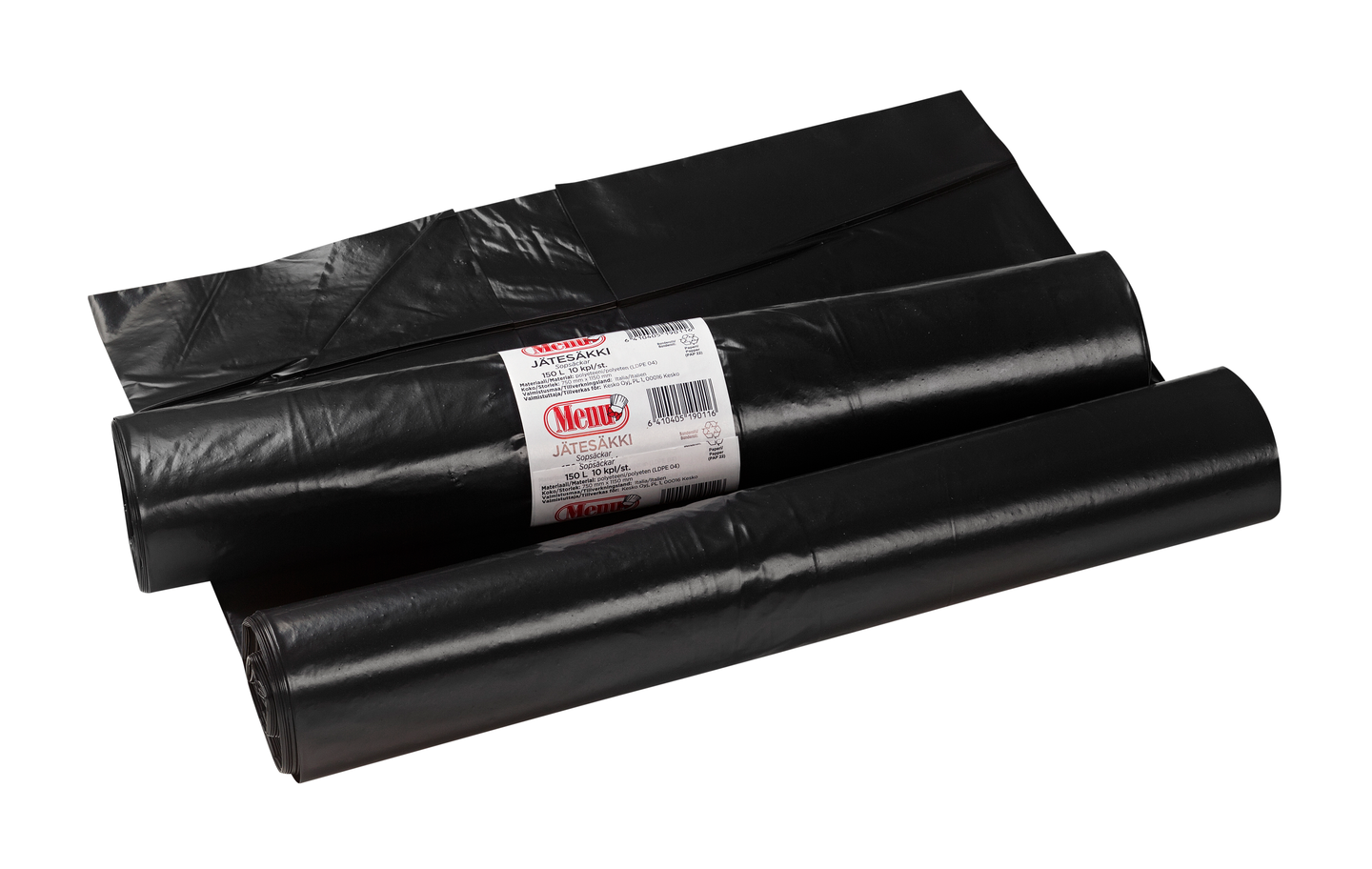 Menu jätesäkki musta 150l 10kpl 750x1150mm 0,06