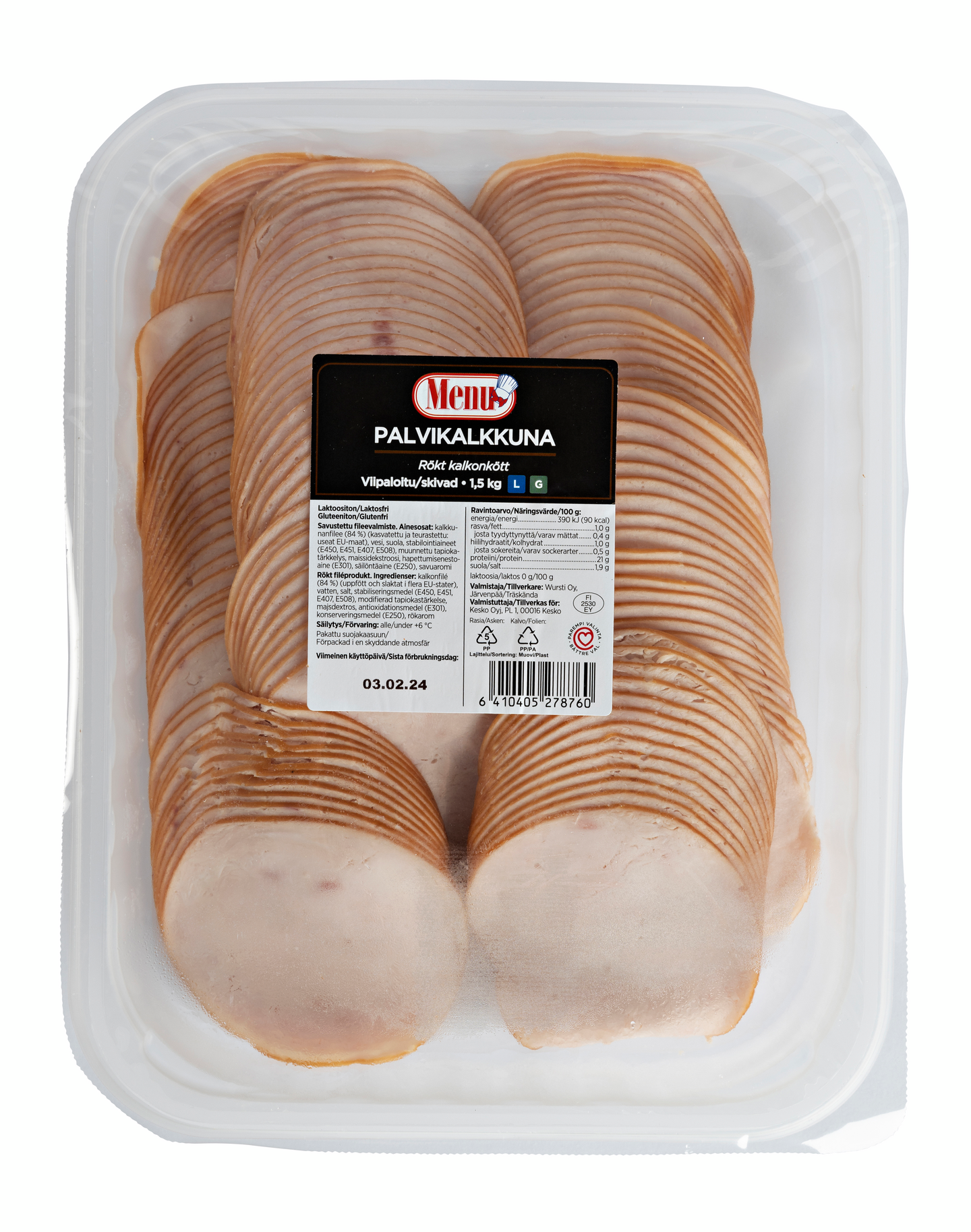 Menu palvikalkkuna viipaloitu 1,5kg