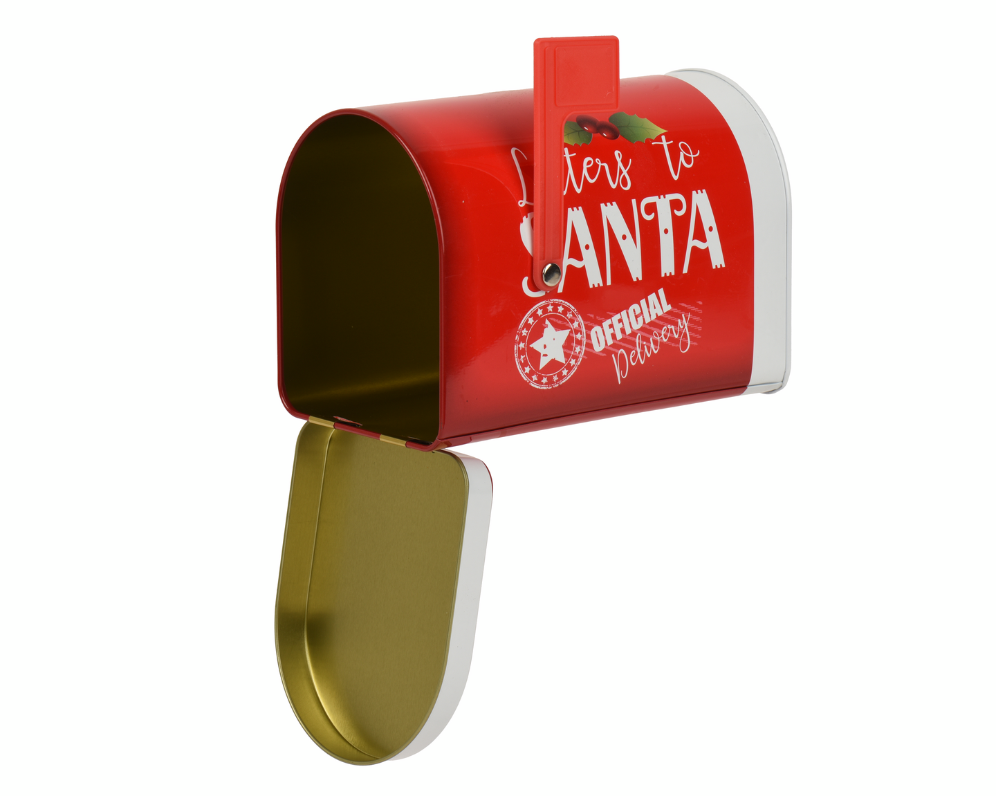 Peltipurkki Santa postilaatikko punainen