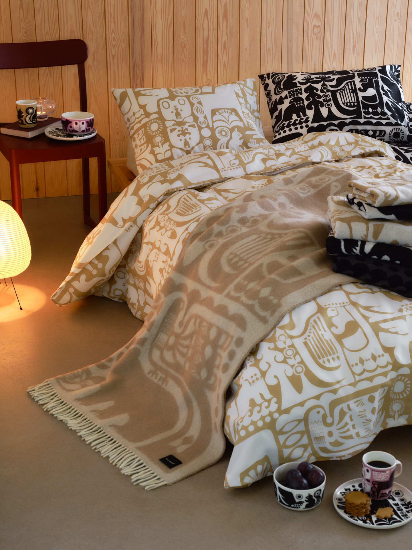 Marimekko Kanteleen kutsu pussilakanasetti 150x210 cm beige