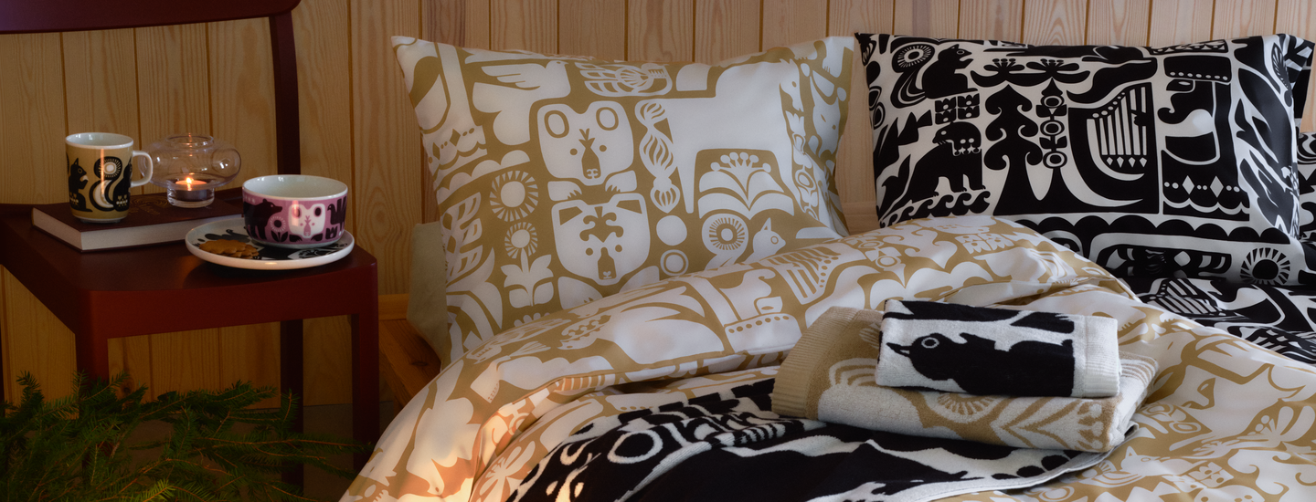 Marimekko Kanteleen kutsu pussilakanasetti 150x210 cm beige