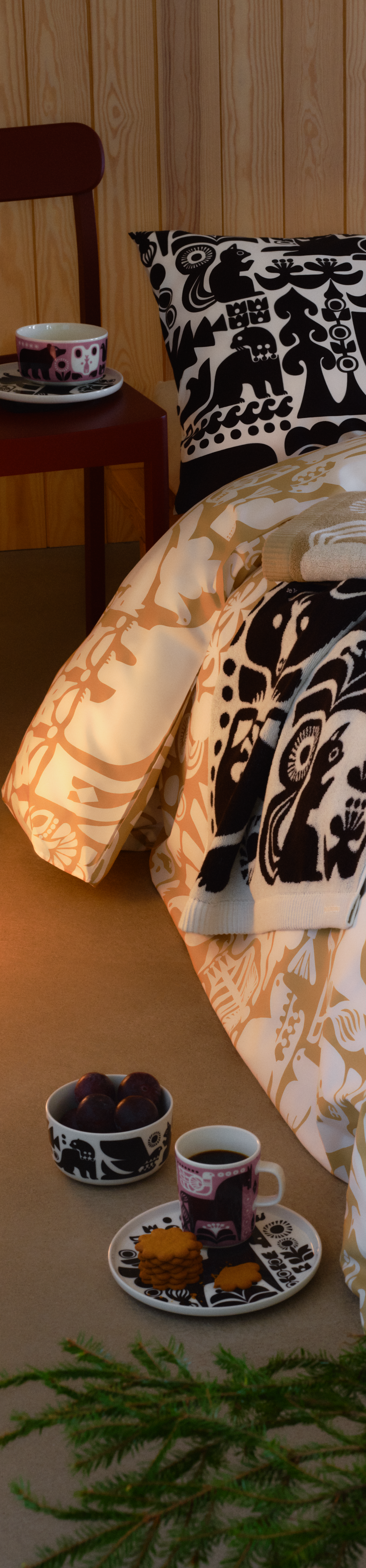 Marimekko Kanteleen kutsu pussilakanasetti 150x210 cm beige