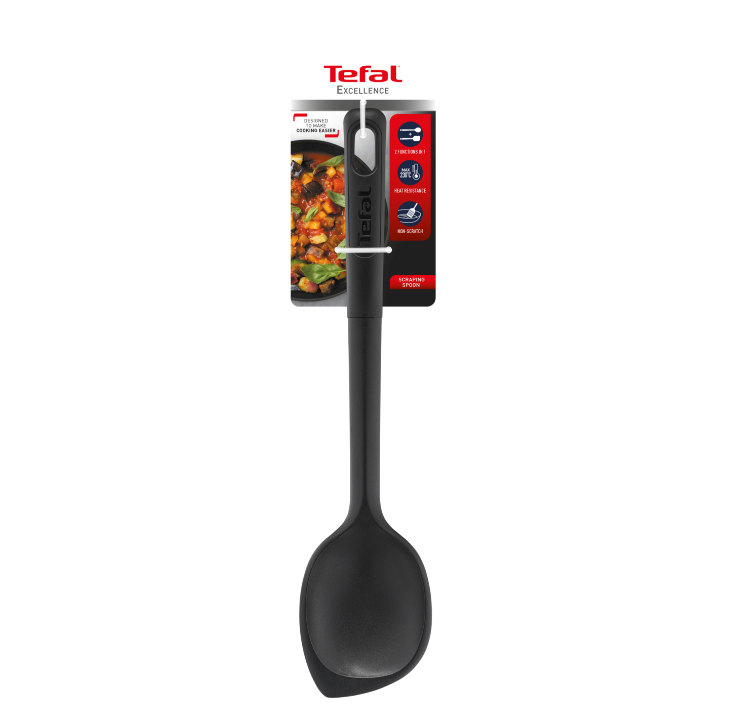 Tefal Excellence 2in1 sekoituslusikka kaavintareunalla