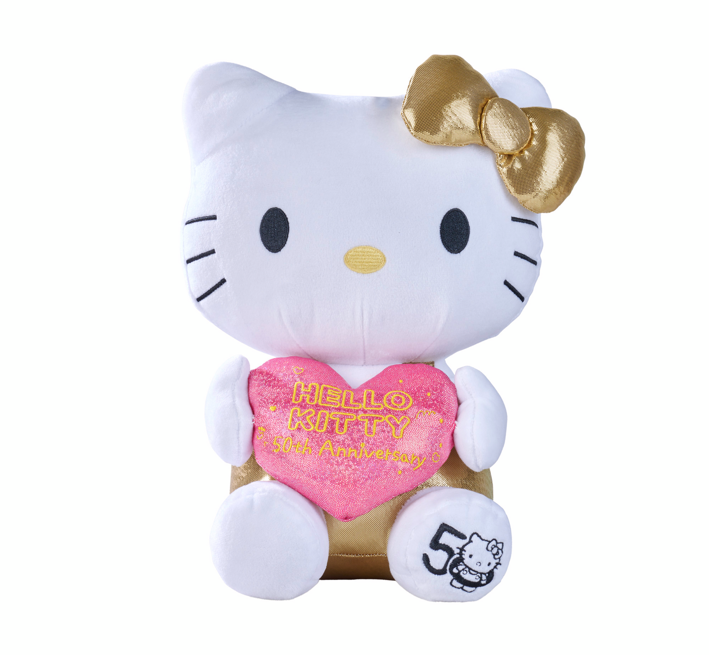 Hello Kitty 50-vuotisjuhlapehmo, 30 cm, Golden edition lahjapakkaus