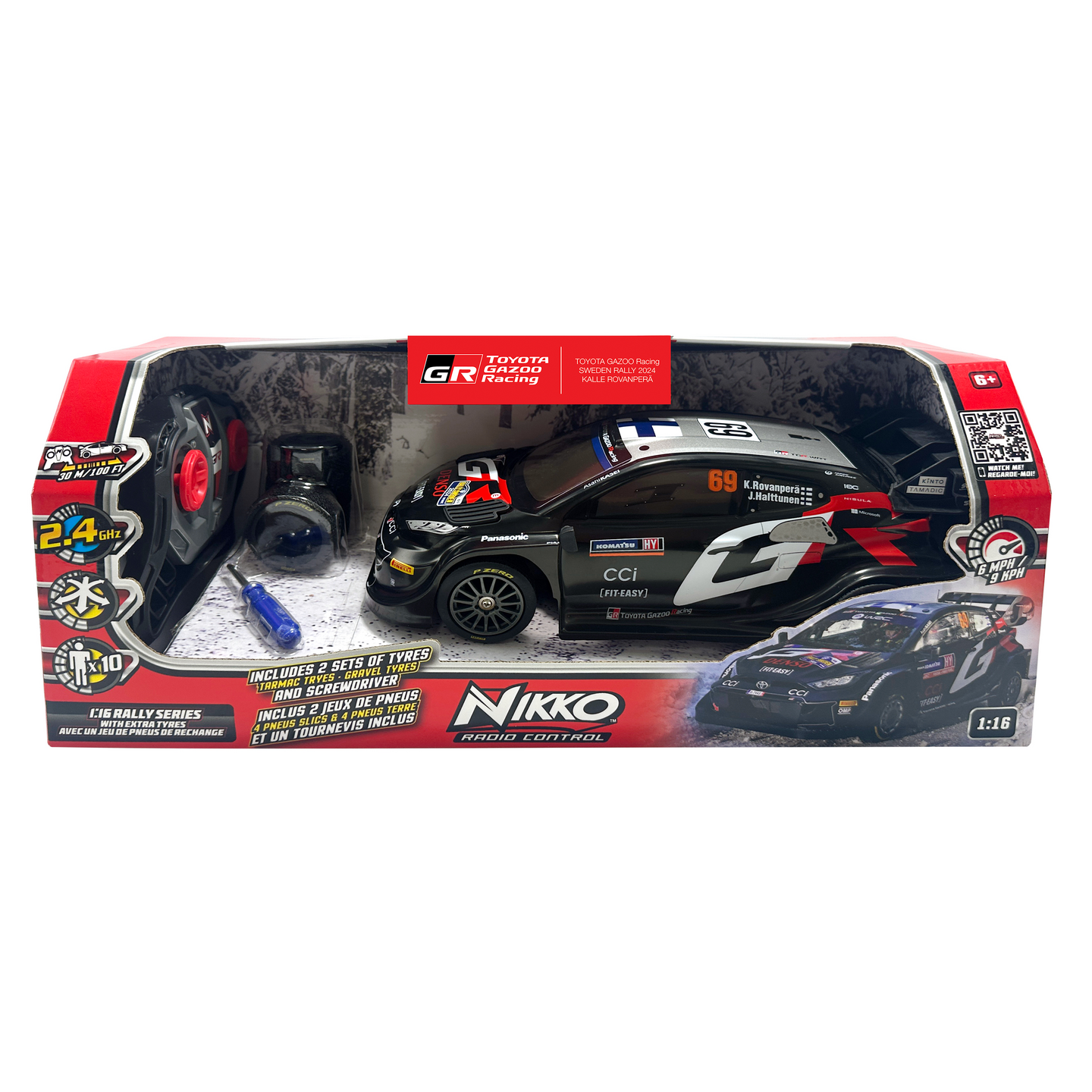 NIKKO Toyota Gazoo Racing Rovanperä 2024 1:16th Rally Series RC-auto