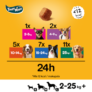 Pedigree Tasty Bites 130g Chewy Cubes sis kanaa, täydennysrehua aikuisille koirille