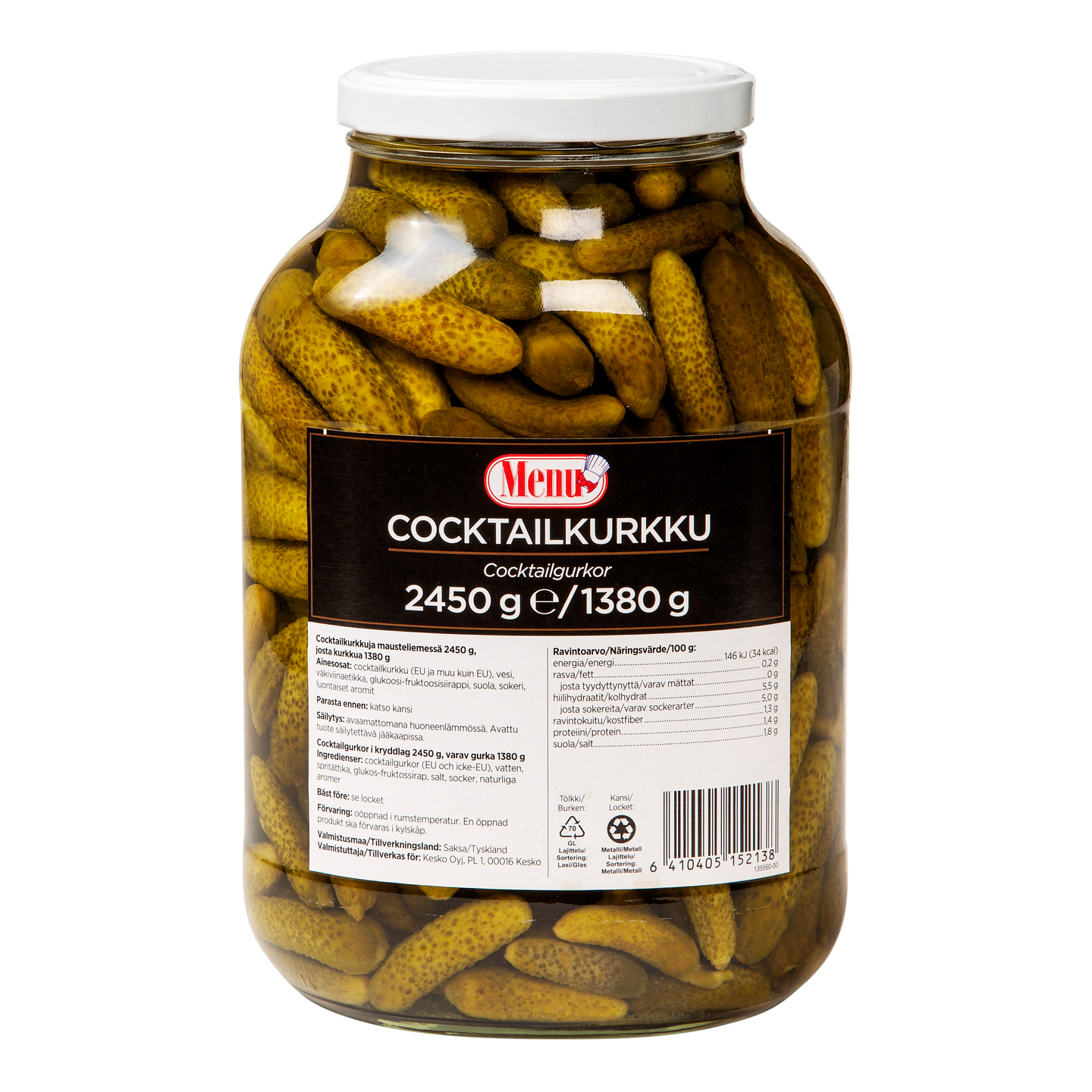 Menu cocktailkurkku 2450g/1380g