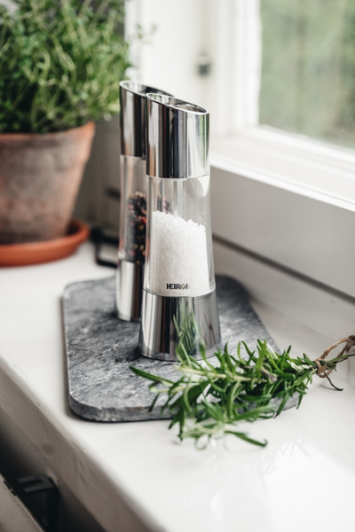 Heirol kääntömylly suola 18 cm teräs/akryyli