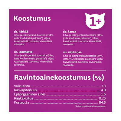 Whiskas 1+ perinteiset ateriat kastikkeessa 12x85g