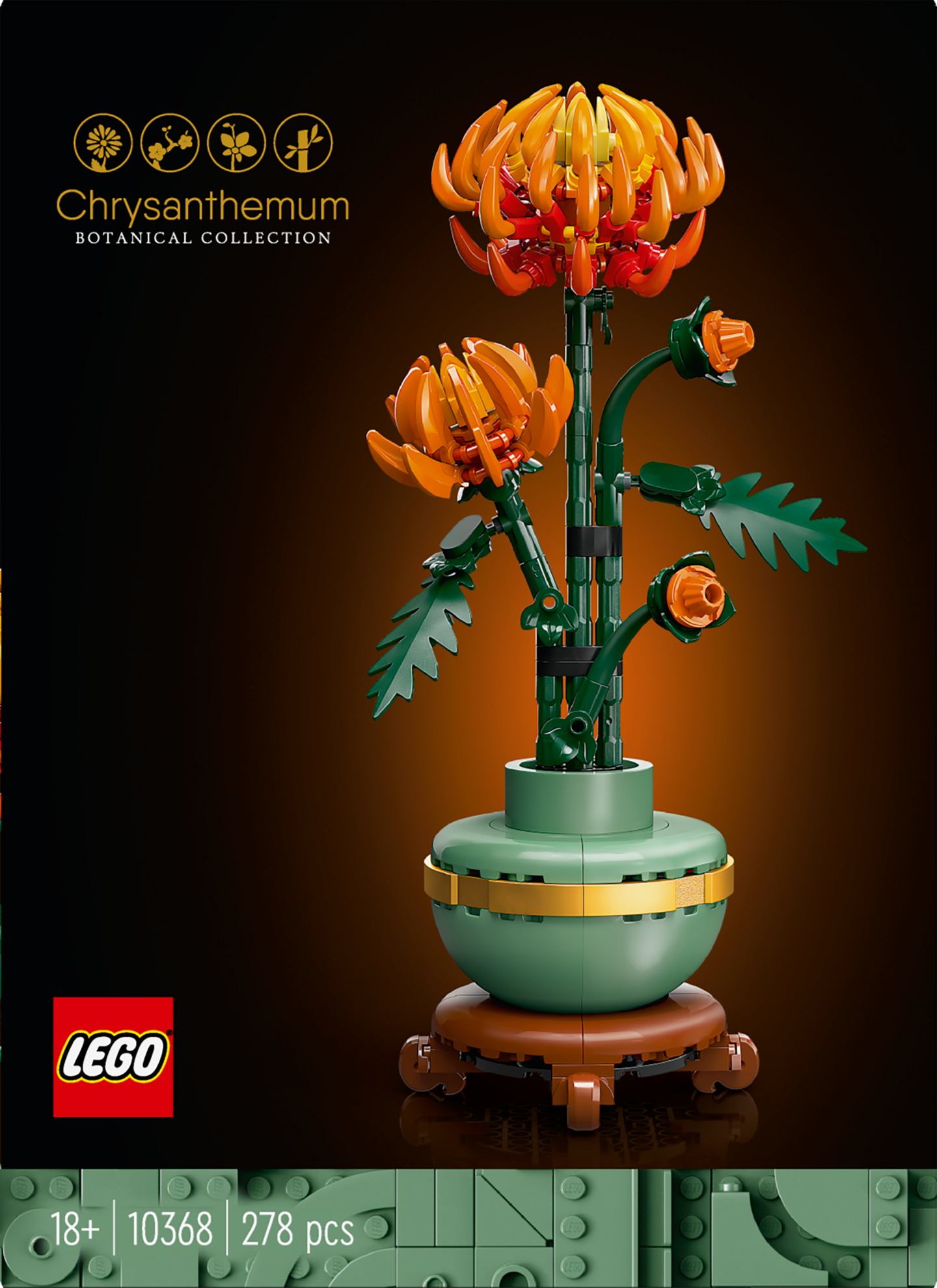LEGO® Icons Krysanteemi kukkakoristeen rakennussetti 10368