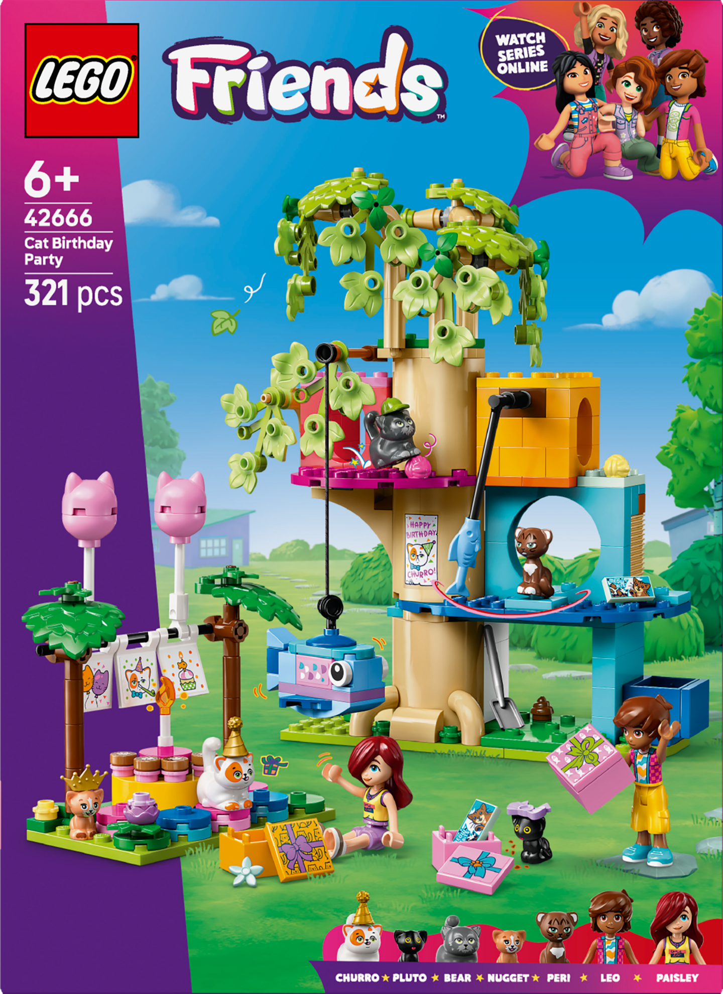 LEGO Friends 42666 Kissan synttärijuhlat ja puumaja