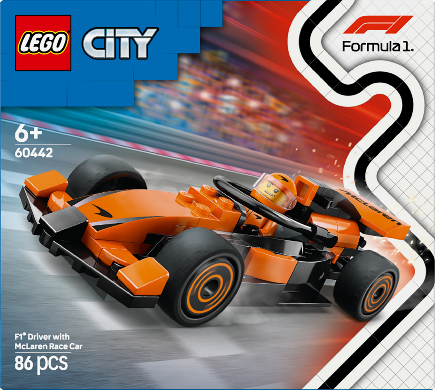 LEGO City 60442 F1®-kuljettaja ja McLaren-kilpa-auto