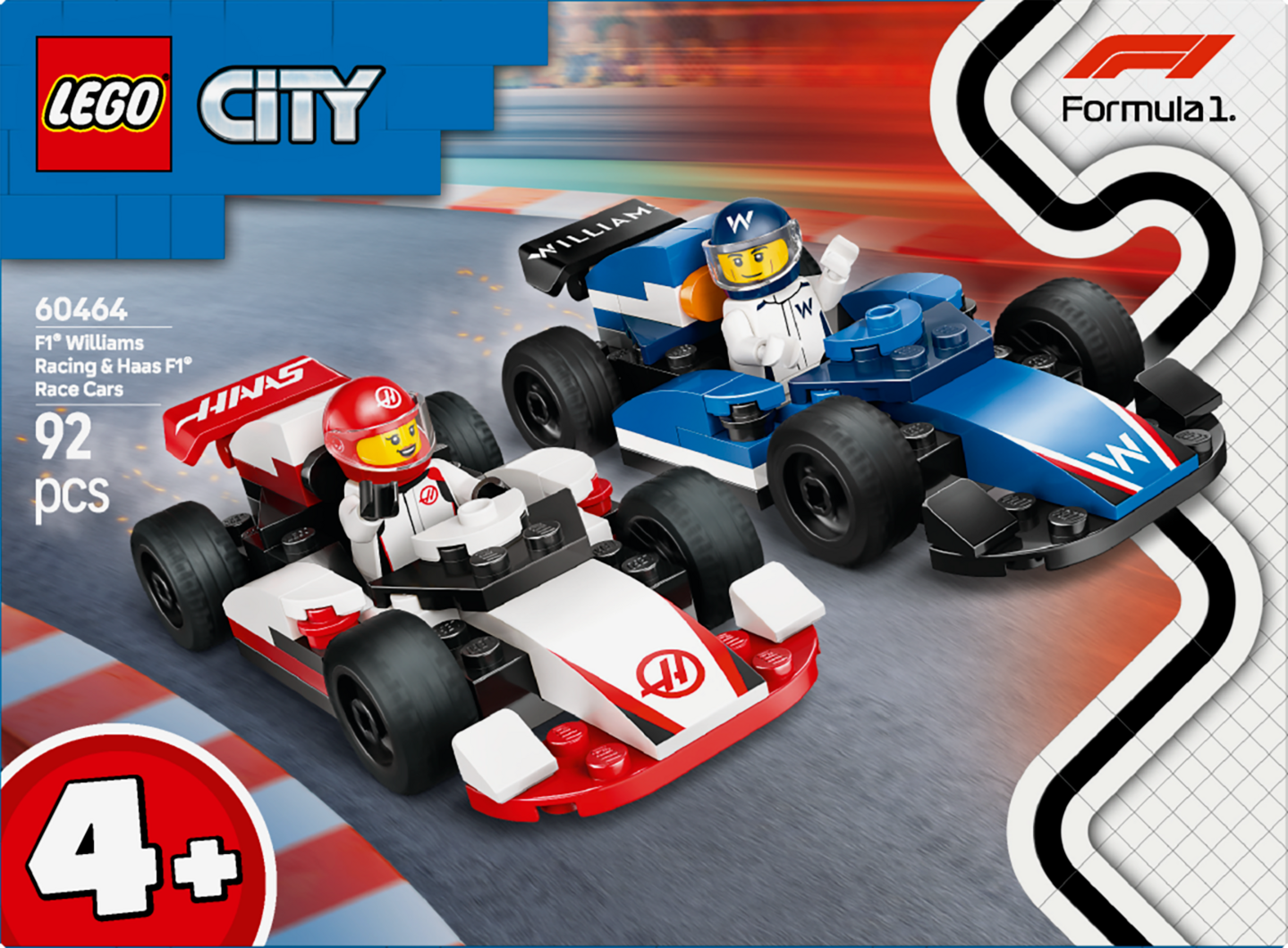 LEGO City 60464 F1®-kilpa-autot Williams Racing ja Haas F1®