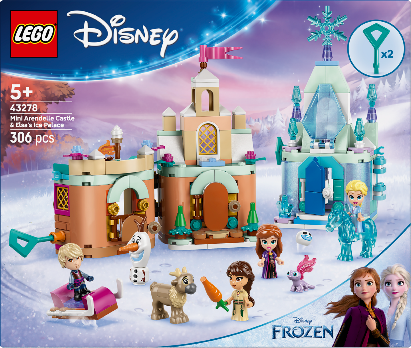 LEGO Disney 43278 Frozen Arendelin linna ja Elsan jäälinna minikoossa