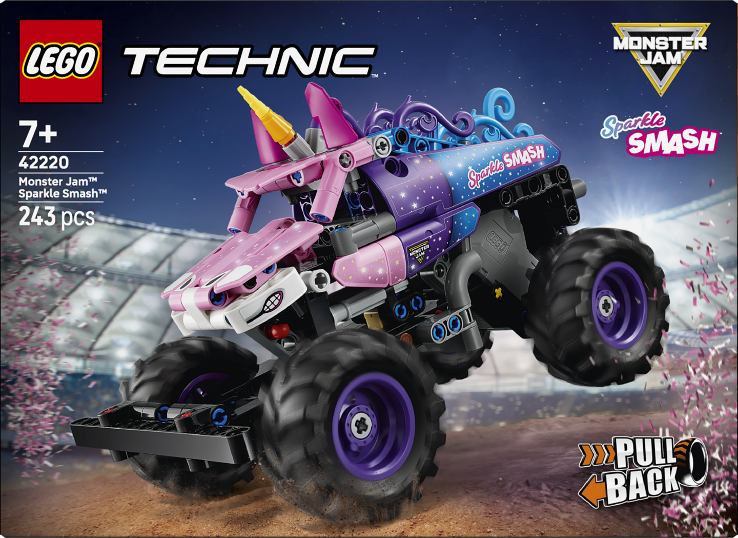 LEGO Technic 42220 Monster Jam™ Sparkle Smash™ vetomoottorilla