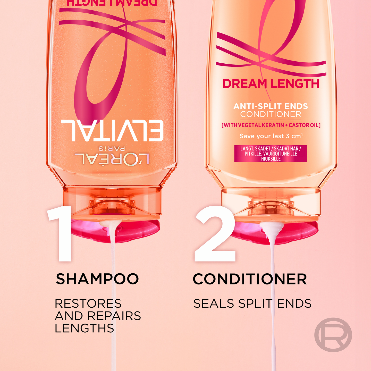 L'Oréal Paris Elvital shampoo 250ml Dream Length Restoring pitkille, vaurioituneille hiuksille