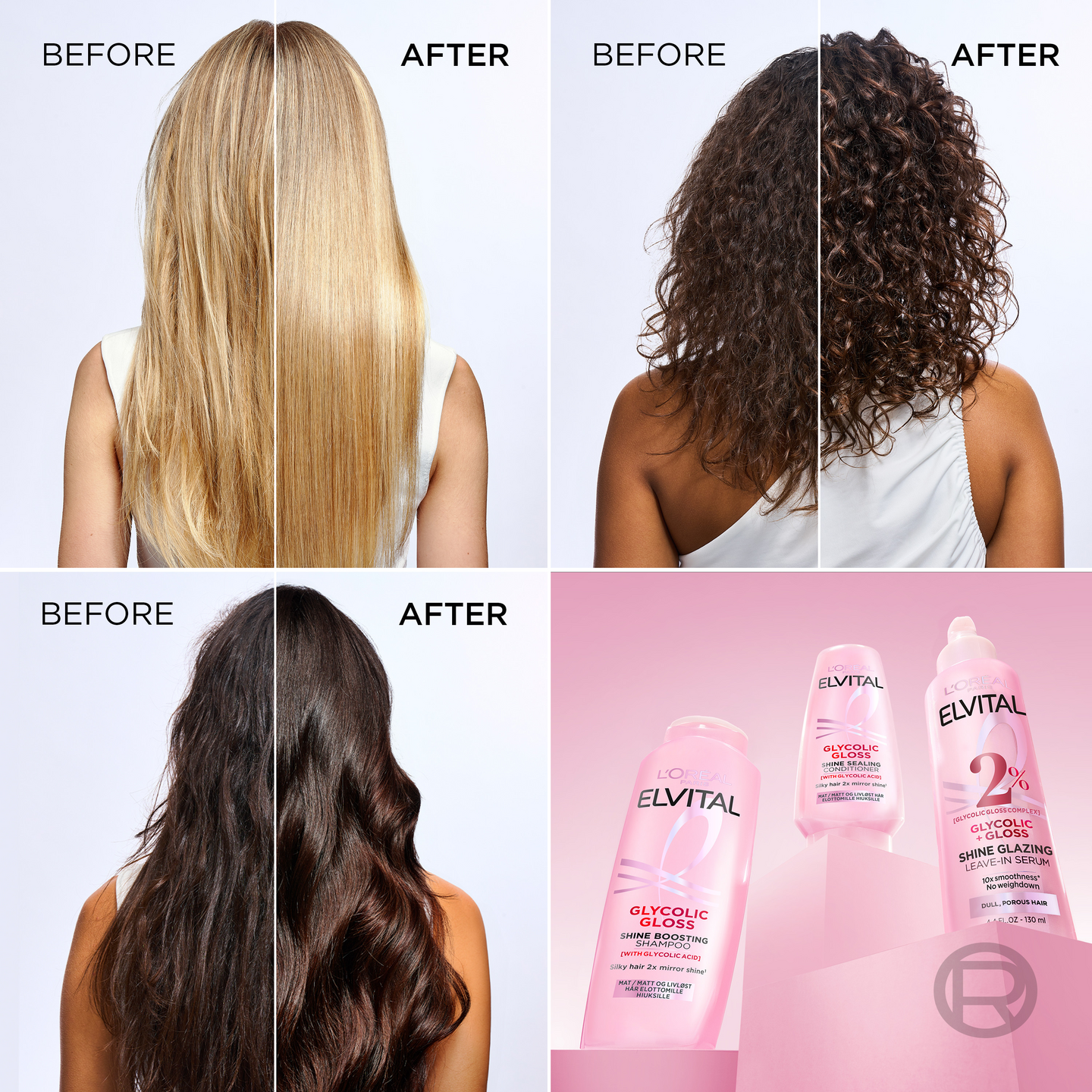 L'Oreal Paris Elvital 250ml Glycolic Gloss Shampoo kiillottomille ja elottomille hiuksille 250 ml