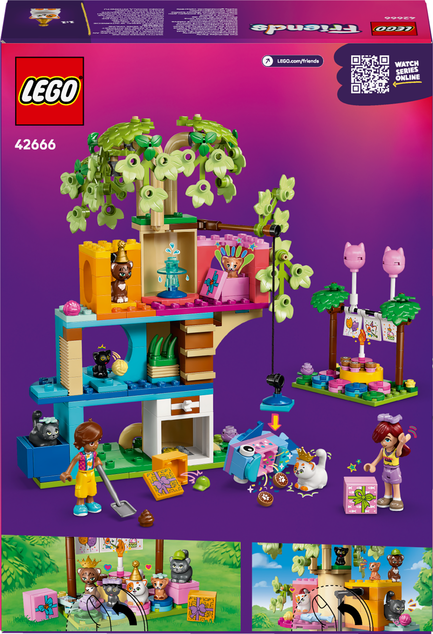 LEGO Friends 42666 Kissan synttärijuhlat ja puumaja