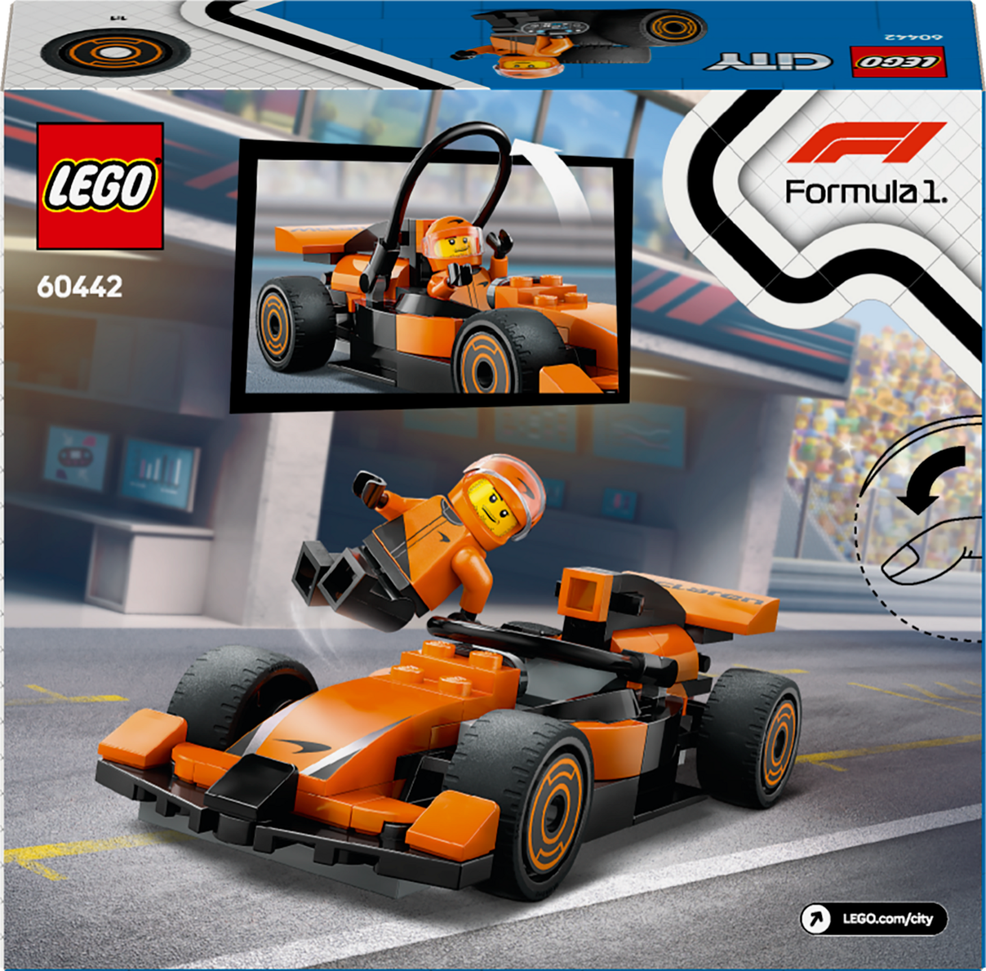 LEGO City 60442 F1®-kuljettaja ja McLaren-kilpa-auto