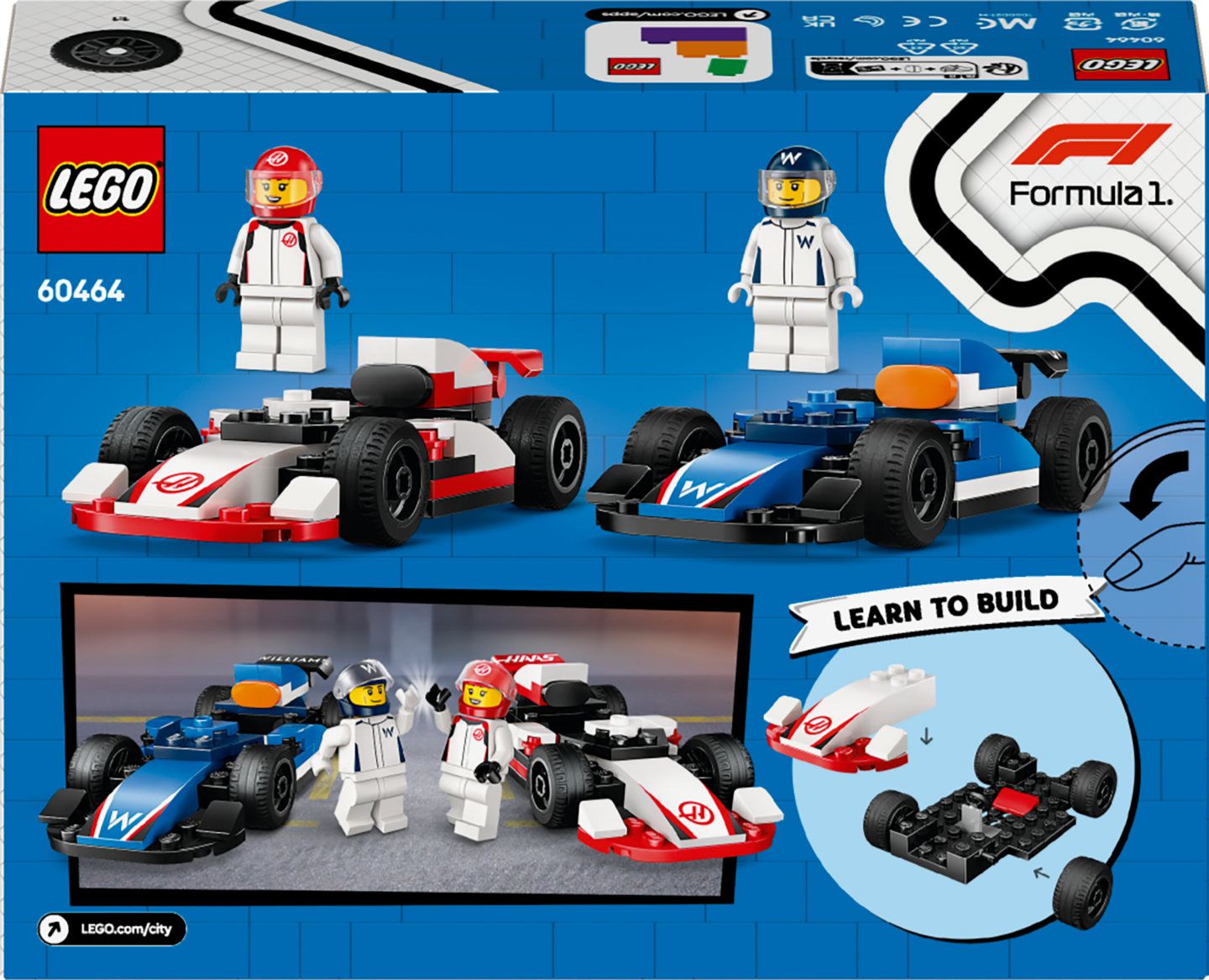 LEGO City 60464 F1®-kilpa-autot Williams Racing ja Haas F1®