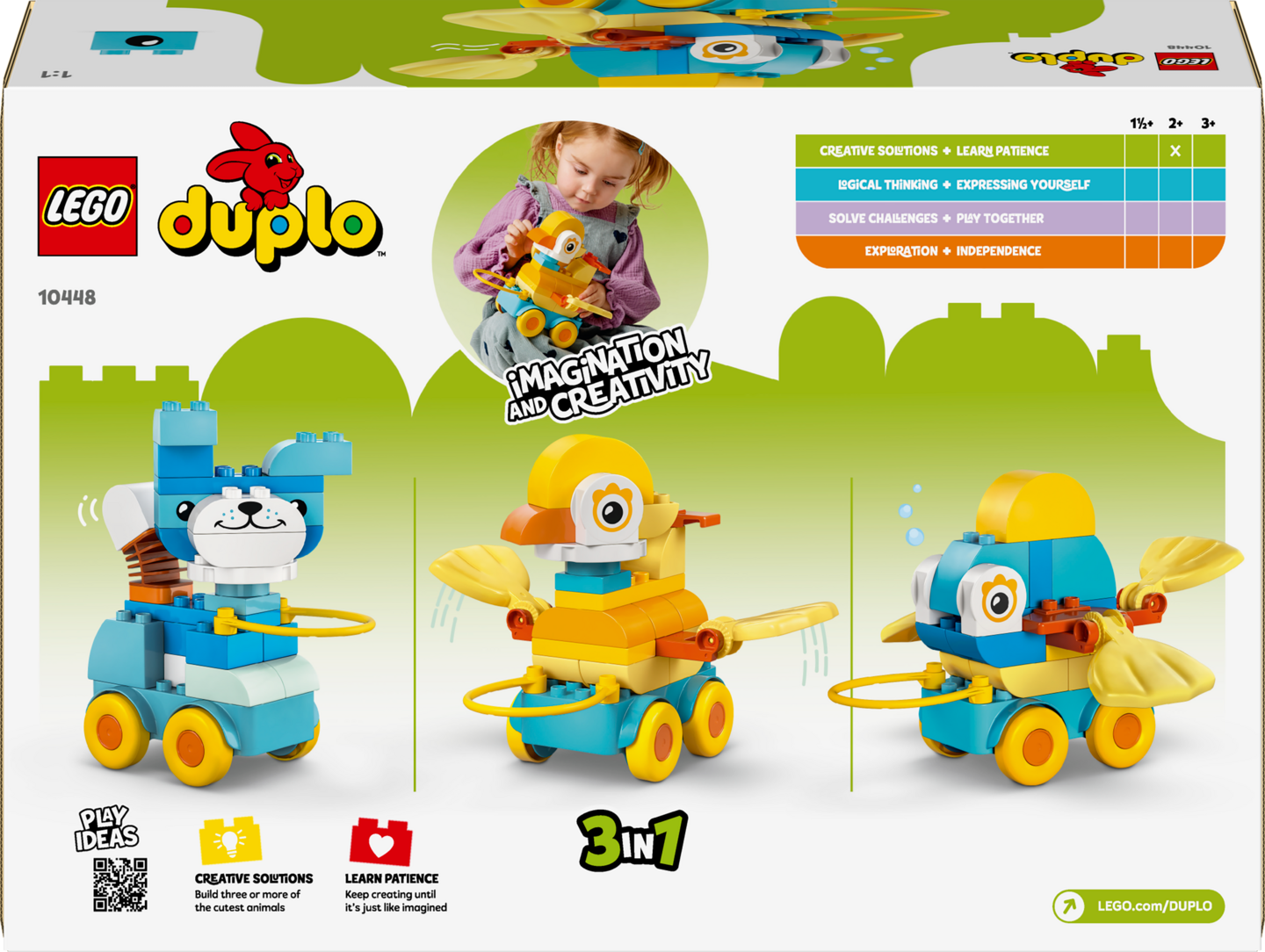 LEGO DUPLO 10448 Kaupunki: Eläimiä pyörien päällä – 3in1-setti