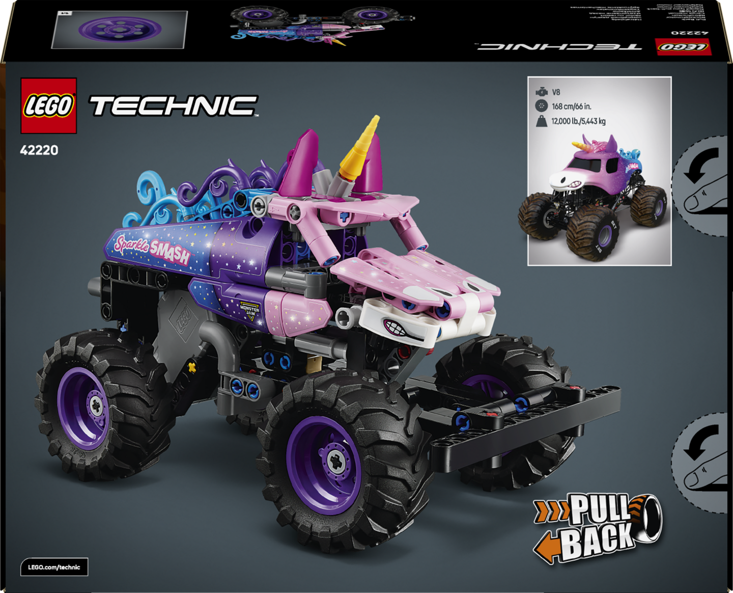 LEGO Technic 42220 Monster Jam™ Sparkle Smash™ vetomoottorilla