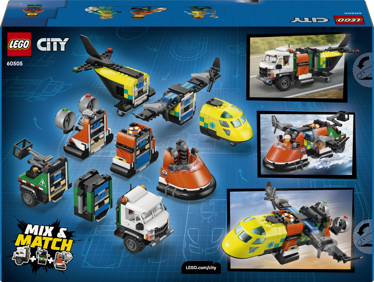 LEGO City 60505 Lentokone, huoltoauto ja ilmatyynyalus