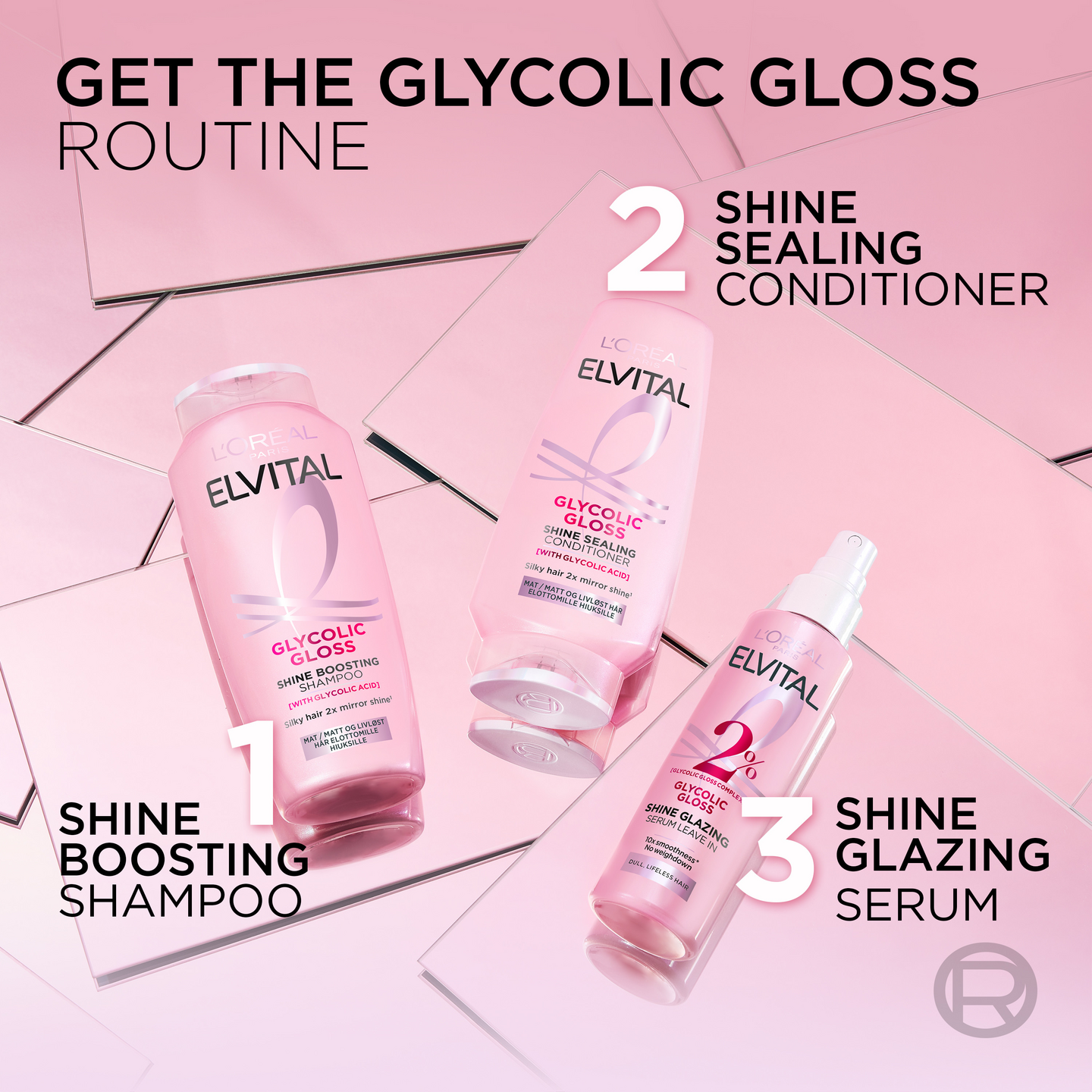 L'Oreal Paris Elvital 250ml Glycolic Gloss Shampoo kiillottomille ja elottomille hiuksille 250 ml