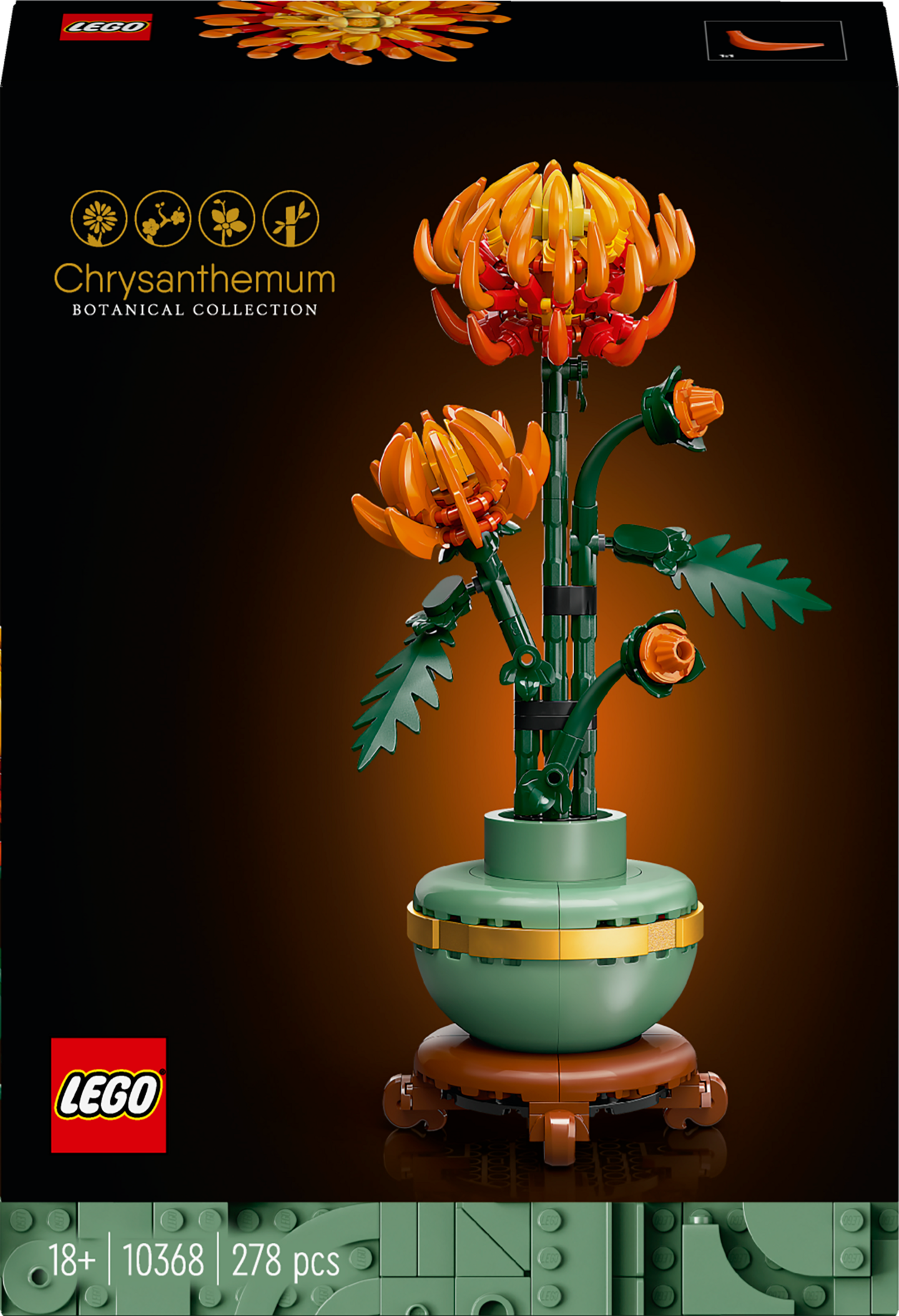 LEGO® Icons Krysanteemi kukkakoristeen rakennussetti 10368