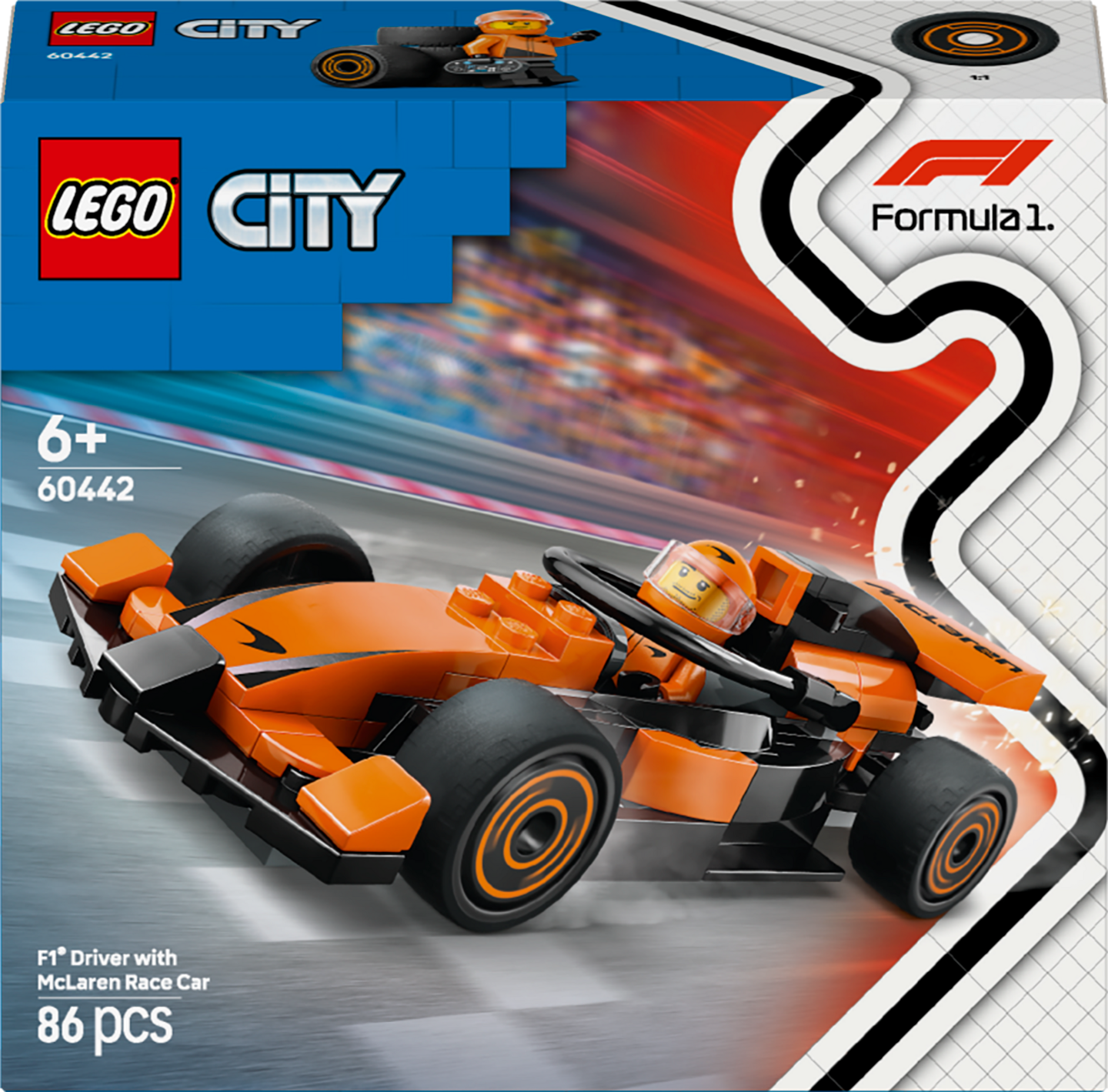 LEGO City 60442 F1®-kuljettaja ja McLaren-kilpa-auto