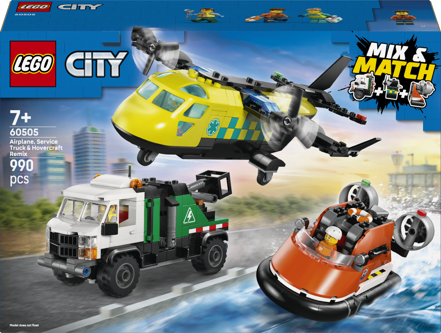LEGO City 60505 Lentokone, huoltoauto ja ilmatyynyalus