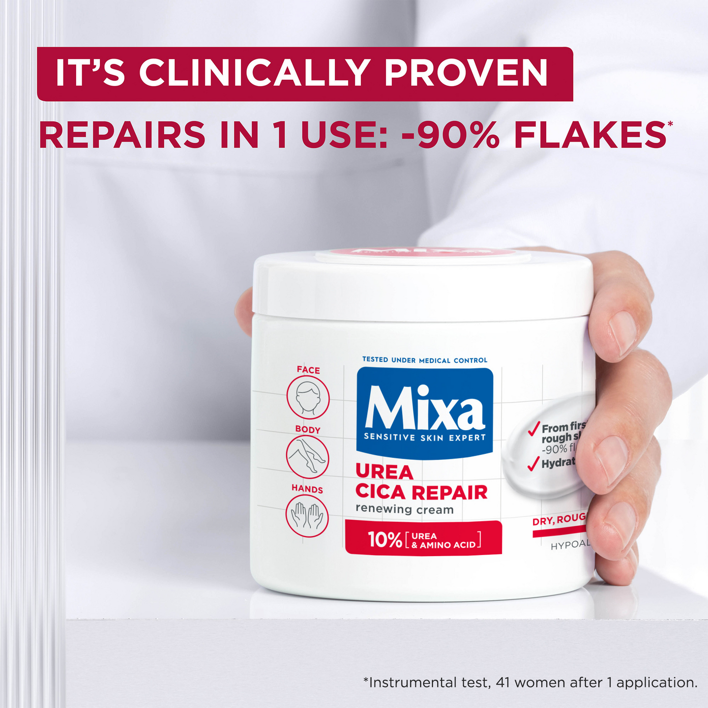 Mixa Urea Cica Repair Renewing Cream Ihoa uudistava voide kuivalle ja karhealle iholle 400ml