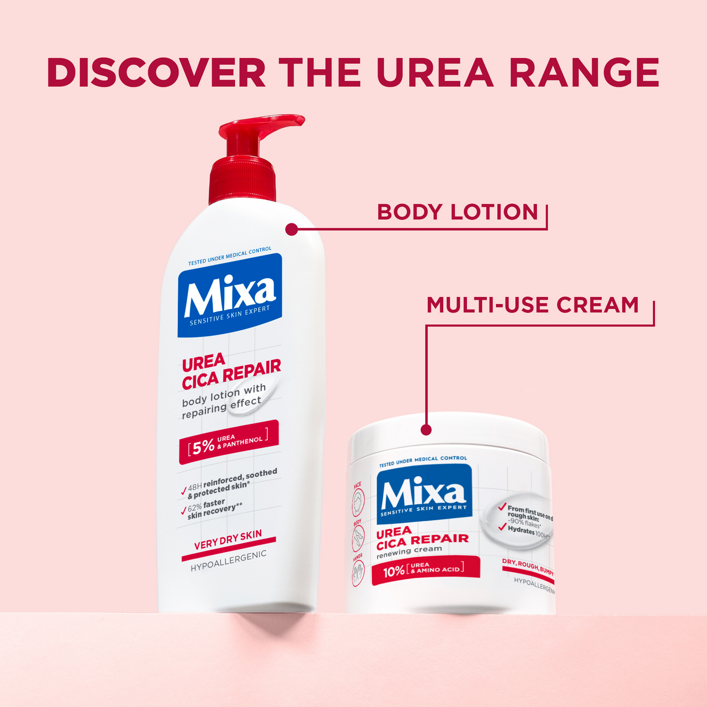 Mixa Urea Cica Repair Renewing Cream Ihoa uudistava voide kuivalle ja karhealle iholle 400ml