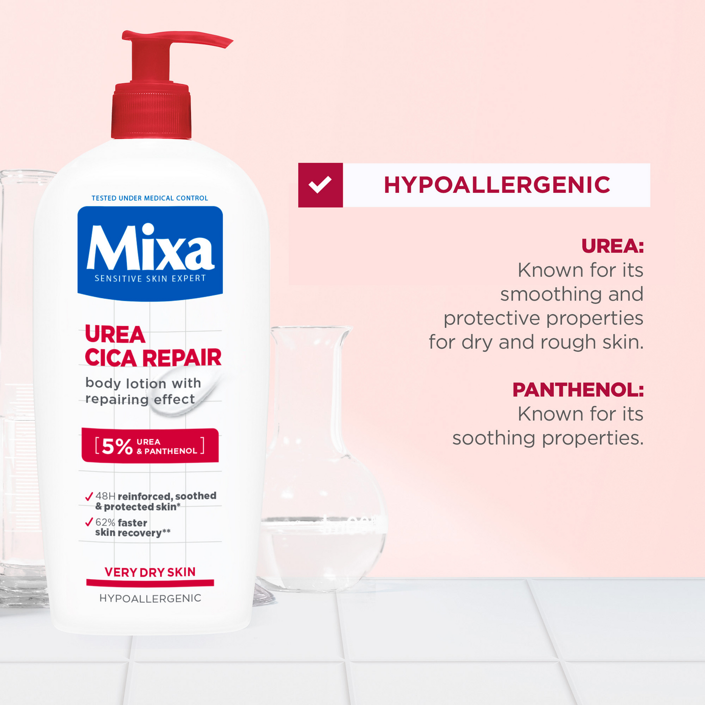 Mixa Urea Cica Repair Vartalovoide, jolla on ihon suojamuuria korjaava vaikutus erittäin kuivalle ih
