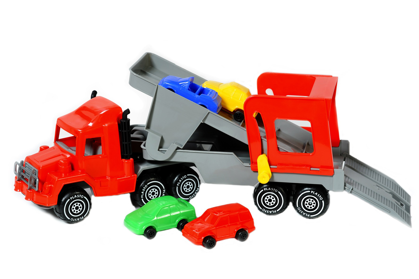 Plasto Autonkuljetusrekka ja 4 autoa