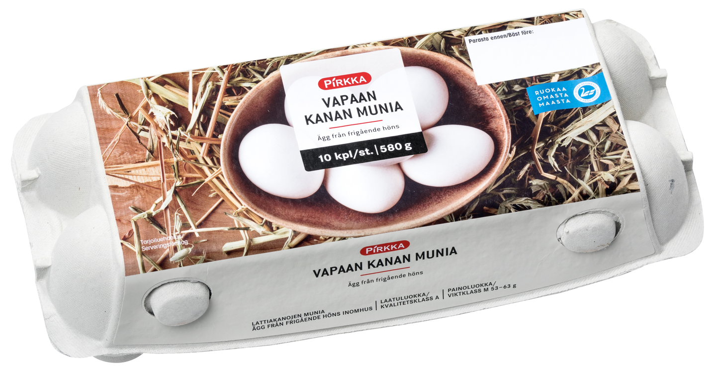 Pirkka vapaan kanan munia 10 kpl / 580g