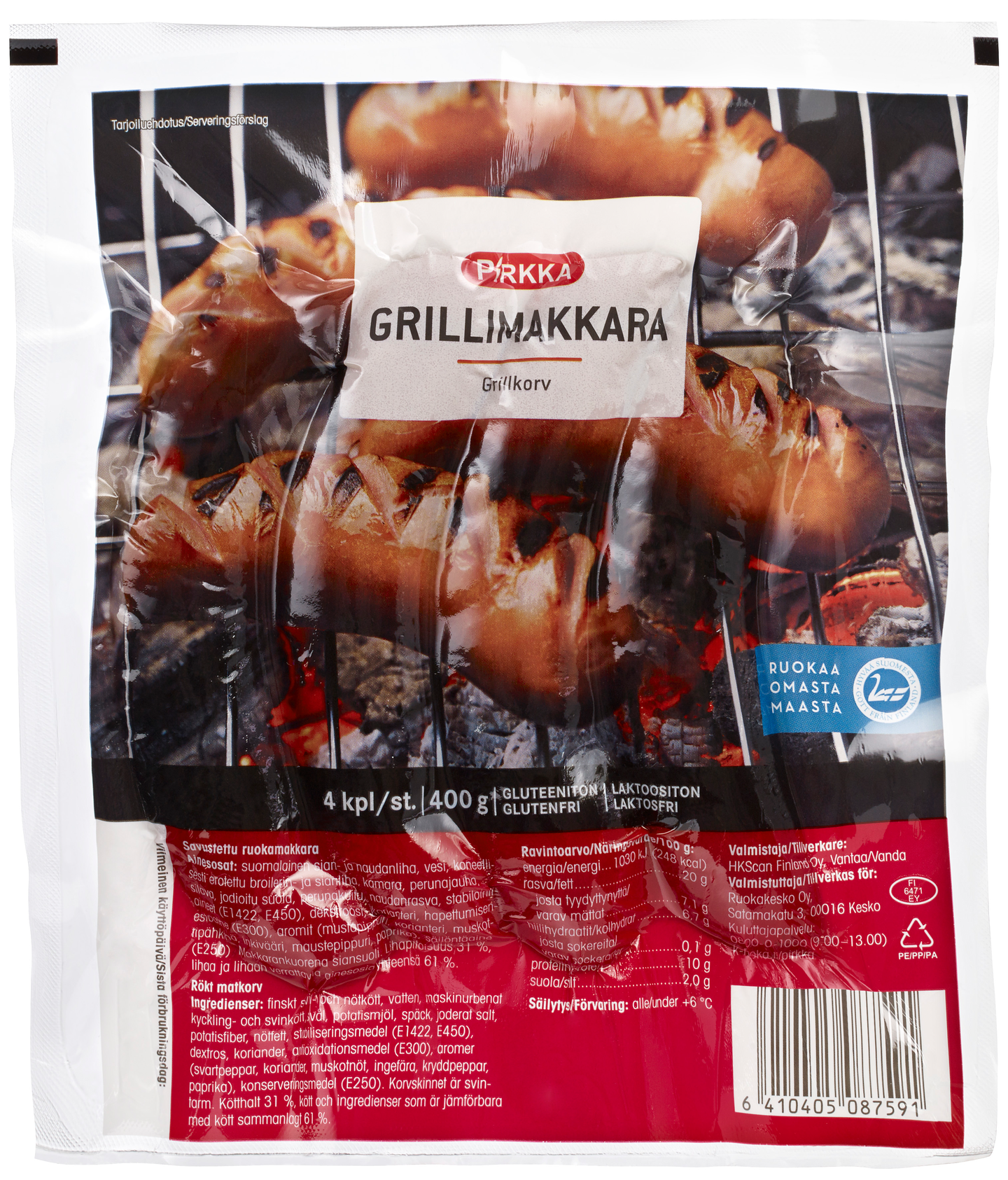 Pirkka grillimakkara 4 kpl/400g
