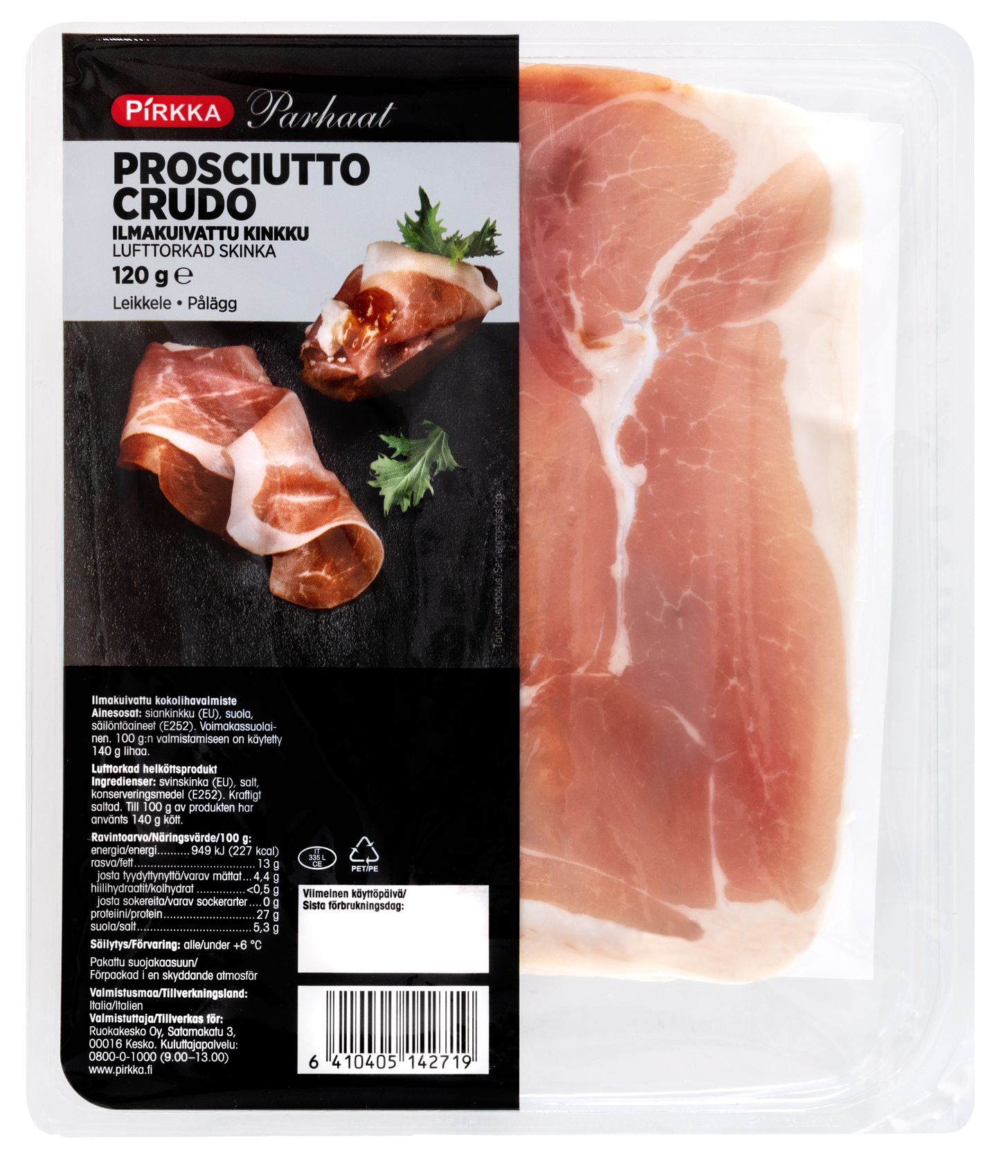 Pirkka Parhaat Prosciutto Crudo ilmakuivattu kinkku 120g